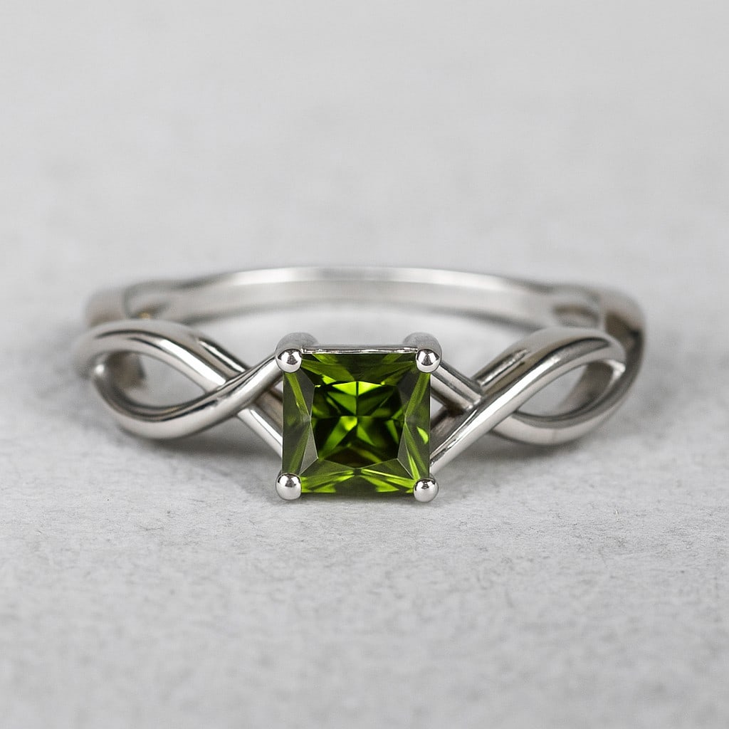 Natural Peridot Gemstone 92.5 Sterling Silver Ring (1 of 7)