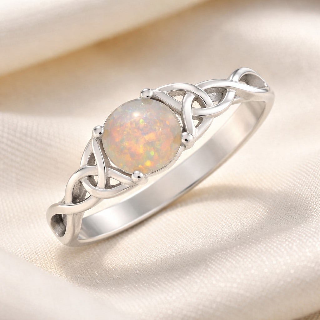 Natural Opal Gemstone 92.5 Sterling Silver Ring: Natural Opal Gemstone 92.5 Sterling Silver Ring Jewelry Type : Ring Gemstone : Natural Opal Gemstone Shape : Round Gemstone Size : 6 MM Gemstone Quantity : 1 Piece Metal : Silver M