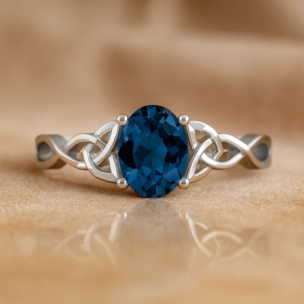 Natural London Blue Topaz Gemstone 92.5 Sterling Silver Ring (1 of 7)