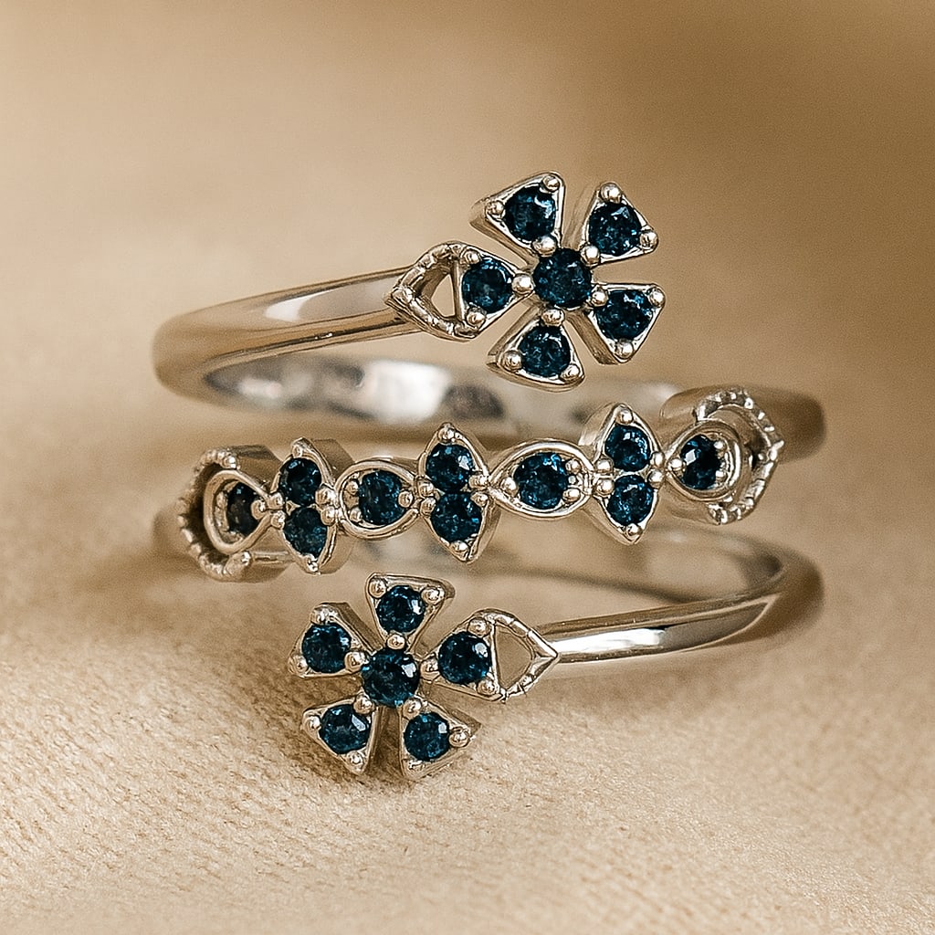 Natural London Blue Topaz Gemstone 92.5 Sterling Silver Ring (1 of 7)