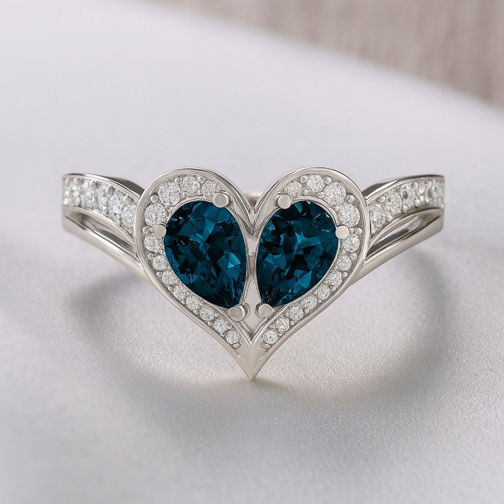 Natural London Blue Topaz Gemstone 92.5 Sterling Silver Ring (1 of 7)