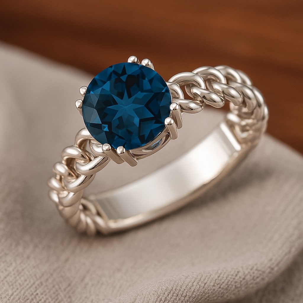 Natural London Blue Topaz Gemstone 92.5 Sterling Silver Ring (1 of 7)