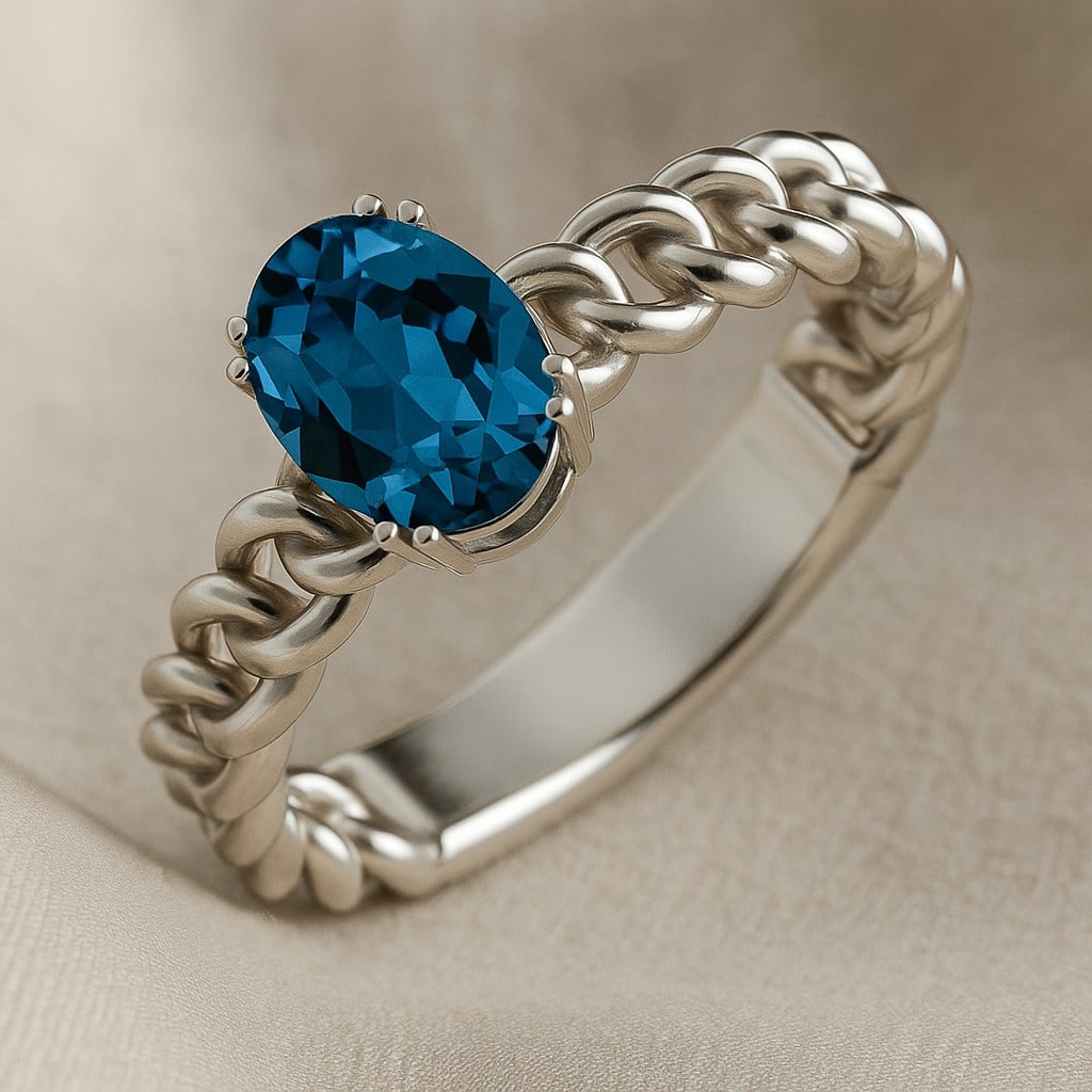 Natural London Blue Topaz Gemstone 92.5 Sterling Silver Ring (1 of 7)