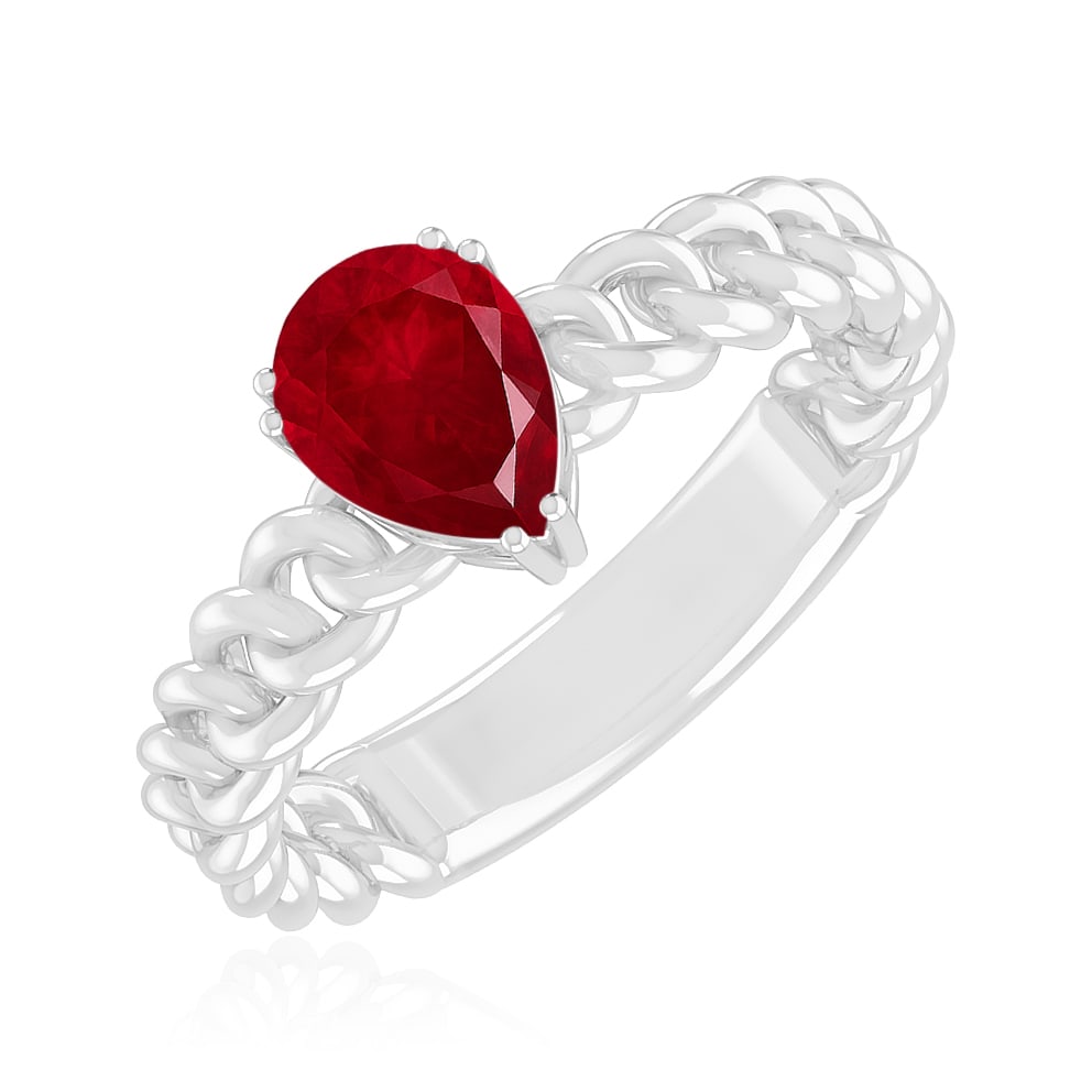 Natural Ruby Gemstone 92.5 Sterling Silver Ring - 2