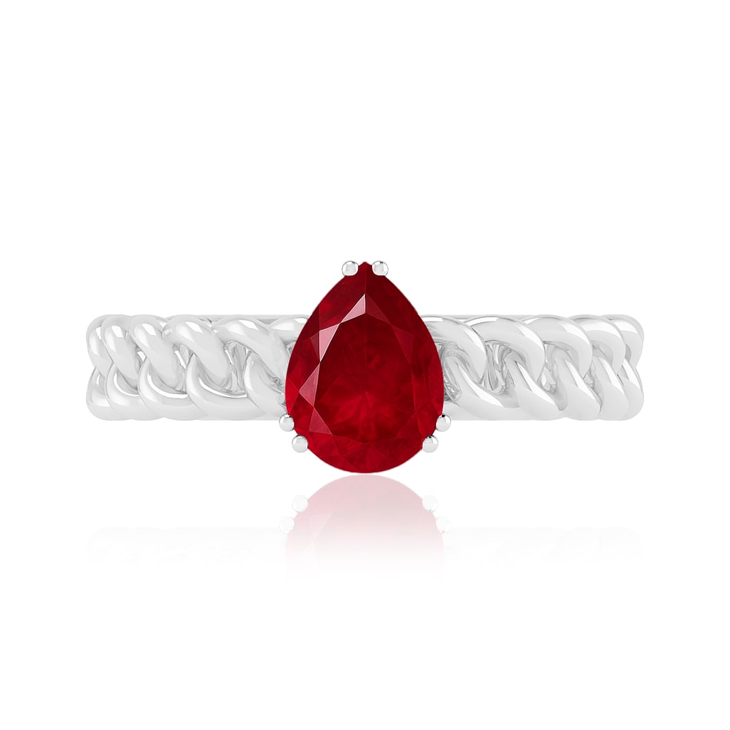 Natural Ruby Gemstone 92.5 Sterling Silver Ring - 4