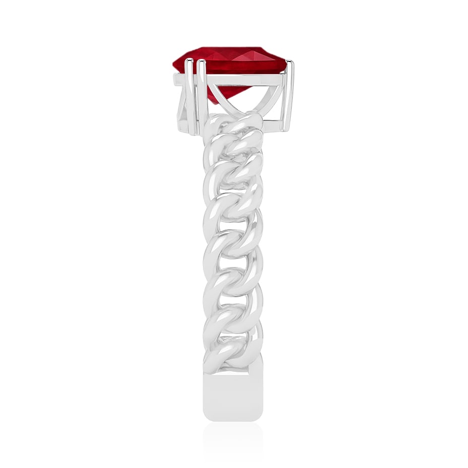 Natural Ruby Gemstone 92.5 Sterling Silver Ring - 5