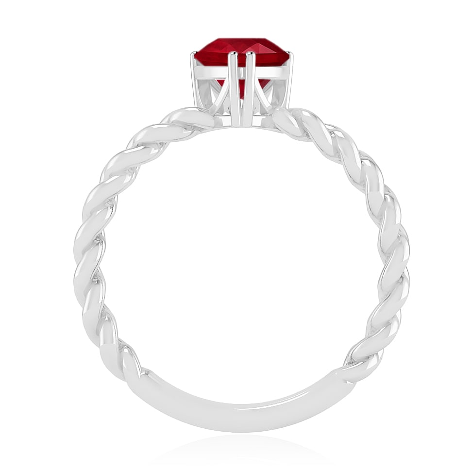 Natural Ruby Gemstone 92.5 Sterling Silver Ring - 6