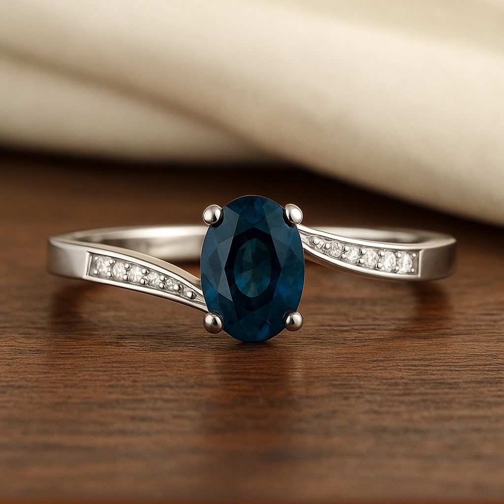 Natural London Blue Topaz Gemstone & Lab Grown Diamonds Silver Ring: Natural London Blue Topaz Gemstone & Lab Grown Diamonds Silver Ring Jewelry Type : Ring Gemstone : Natural London Blue Topaz Gemstone Shape : Oval Gemstone Size : 7x5 MM Gemstone Quantity : 1 Piece
