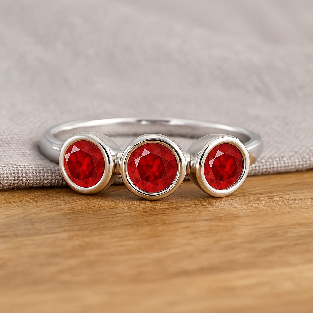 Natural Ruby Gemstone 92.5 Sterling Silver Ring (1 of 7)