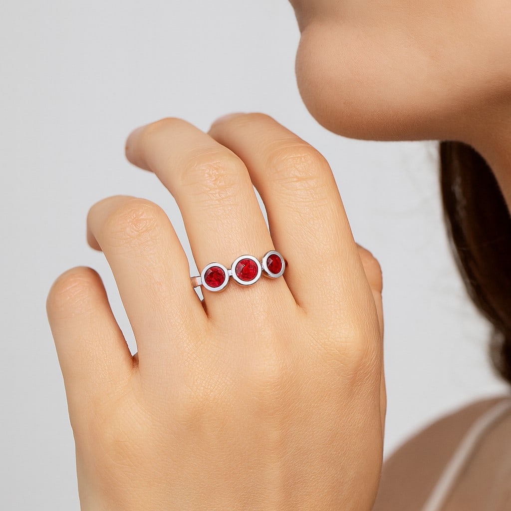 Natural Ruby Gemstone 92.5 Sterling Silver Ring - 3