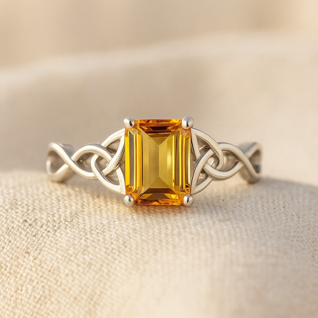 Natural Citrine Gemstone 92.5 Sterling Silver Ring (1 of 6)