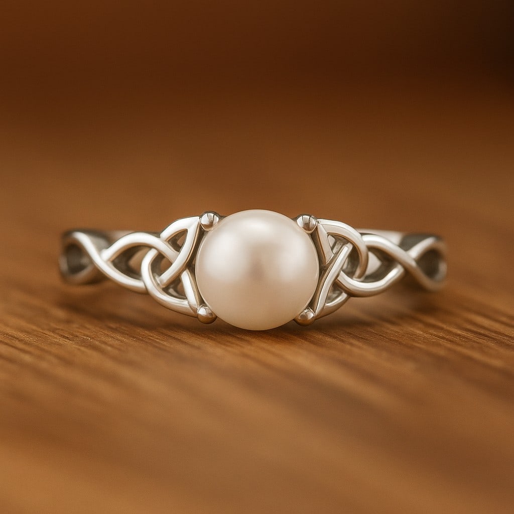 Natural Pearl Gemstone 92.5 Sterling Silver Ring (1 of 7)