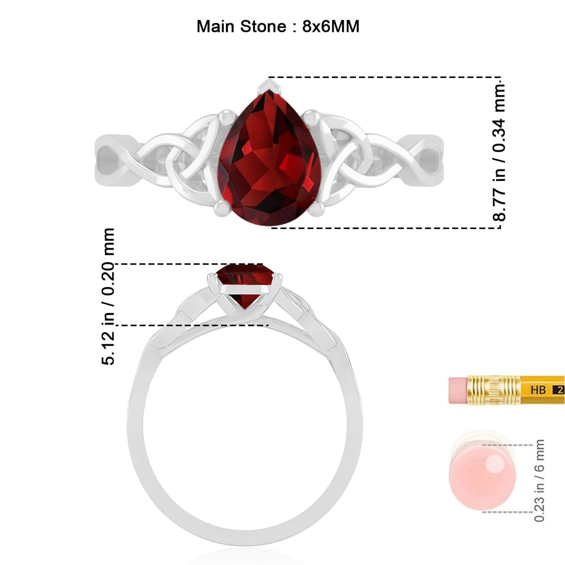 Natural Ruby Gemstone 92.5 Sterling Silver Ring - 7
