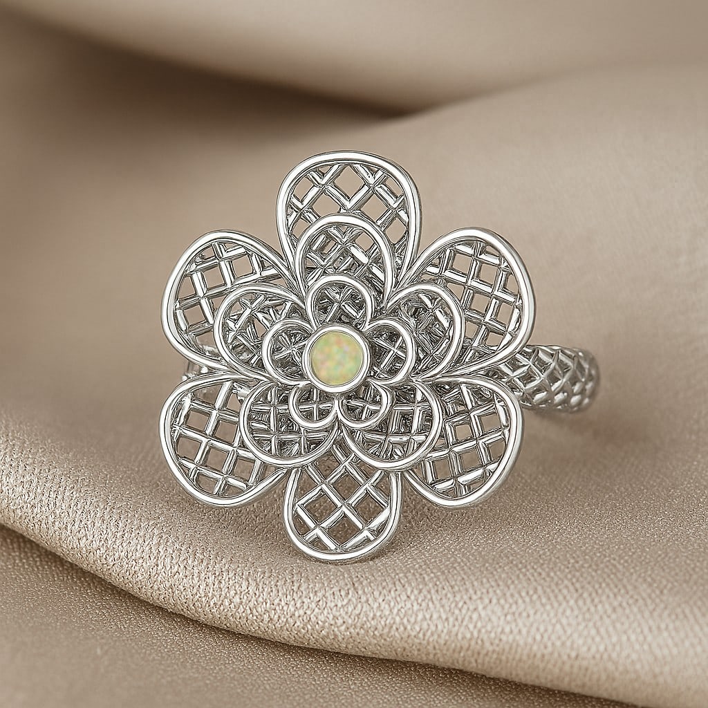 Natural Opal Gemstone 92.5 Sterling Silver Ring (1 of 7)