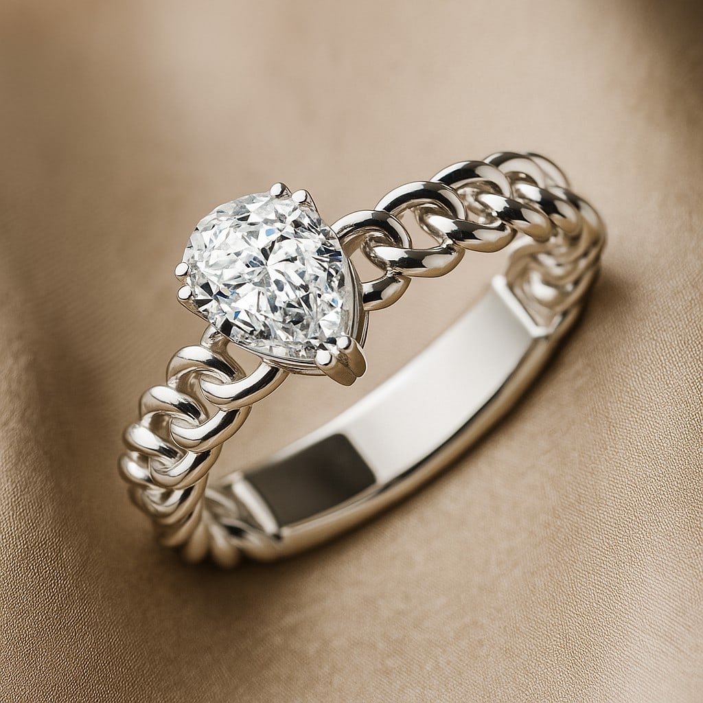 Lab Grown Diamond 92.5 Sterling Silver Ring: Lab Grown Diamond 92.5 Sterling Silver Ring Jewelry Type : Ring Gemstone : Lab Grown Diamond Gemstone Shape : Pear Gemstone Size : 8x6 MM Gemstone Quantity : 1 Piece Metal : Silver Metal Purity :