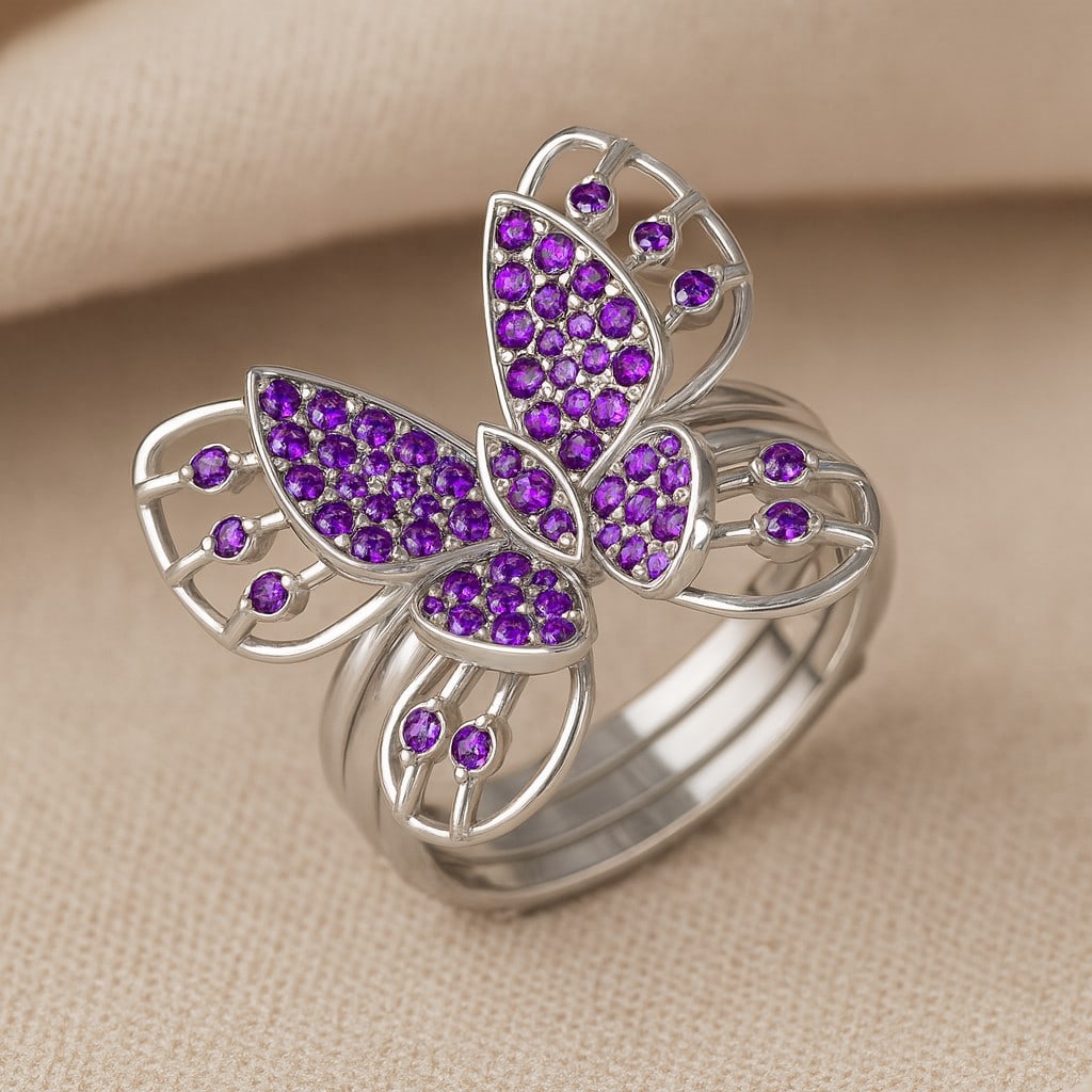 Natural Amethyst Gemstone 92.5 Sterling Silver Ring (1 of 7)