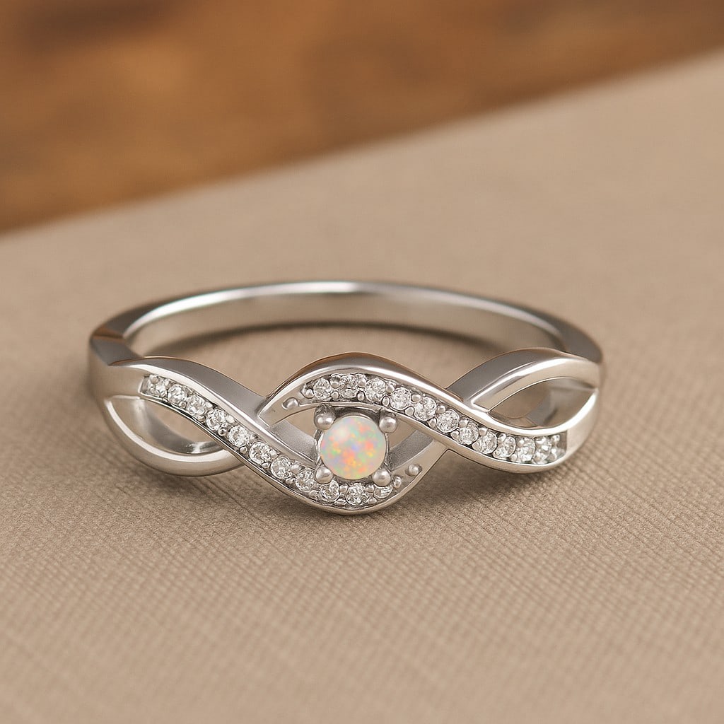 Natural Opal Gemstone & Lab Grown Diamonds Silver Ring: Natural Opal Gemstone & Lab Grown Diamonds Silver Ring Jewelry Type : Ring Gemstone : Natural Opal Gemstone Shape : Round Gemstone Size : 2.2 MM Gemstone Quantity : 1 Piece Diamond Type :