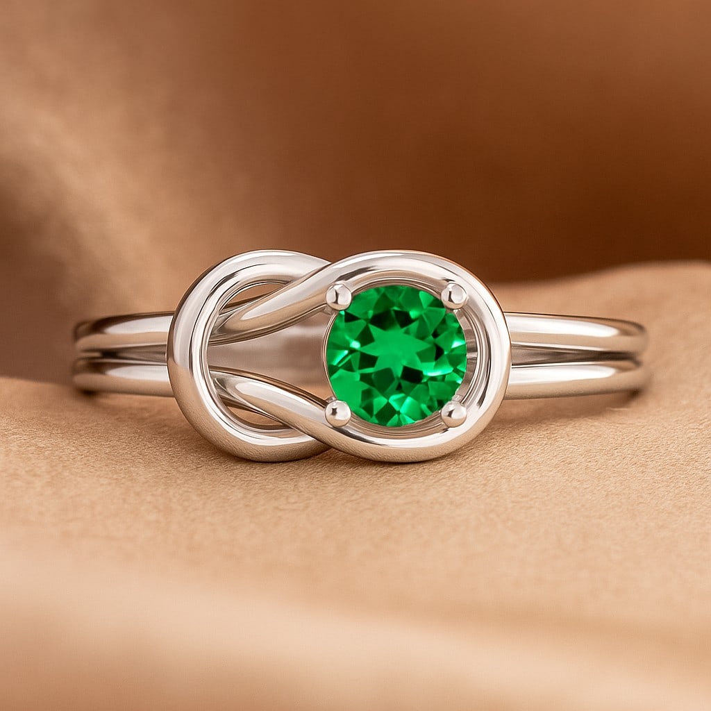 Lab Grown Emerald Gemstone 92.5 Sterling Silver Ring (1 of 7)