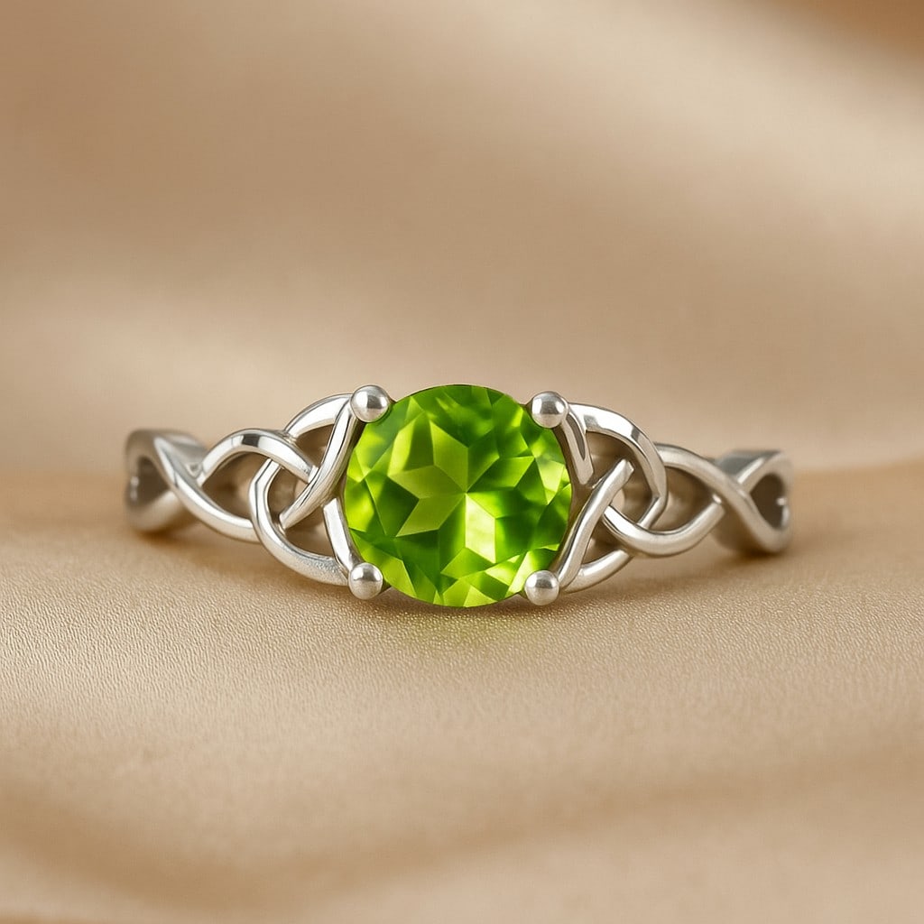 Natural Peridot Gemstone 92.5 Sterling Silver Ring (1 of 7)