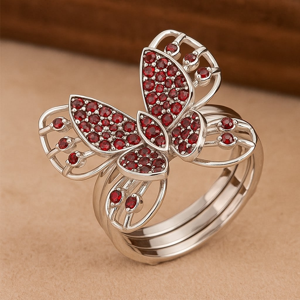Natural Ruby Gemstone 92.5 Sterling Silver Ring (1 of 7)