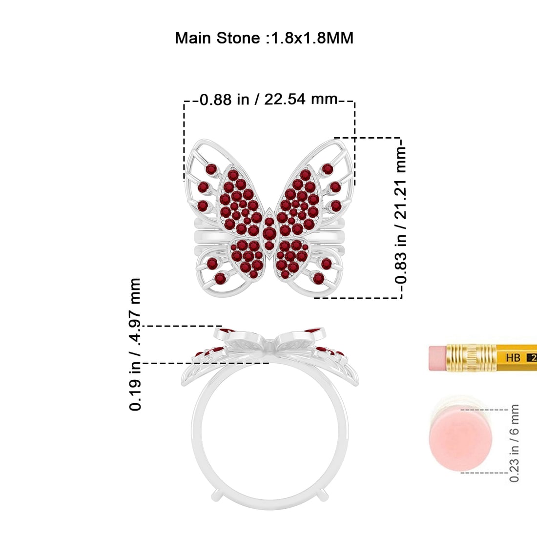 Natural Ruby Gemstone 92.5 Sterling Silver Ring - 7