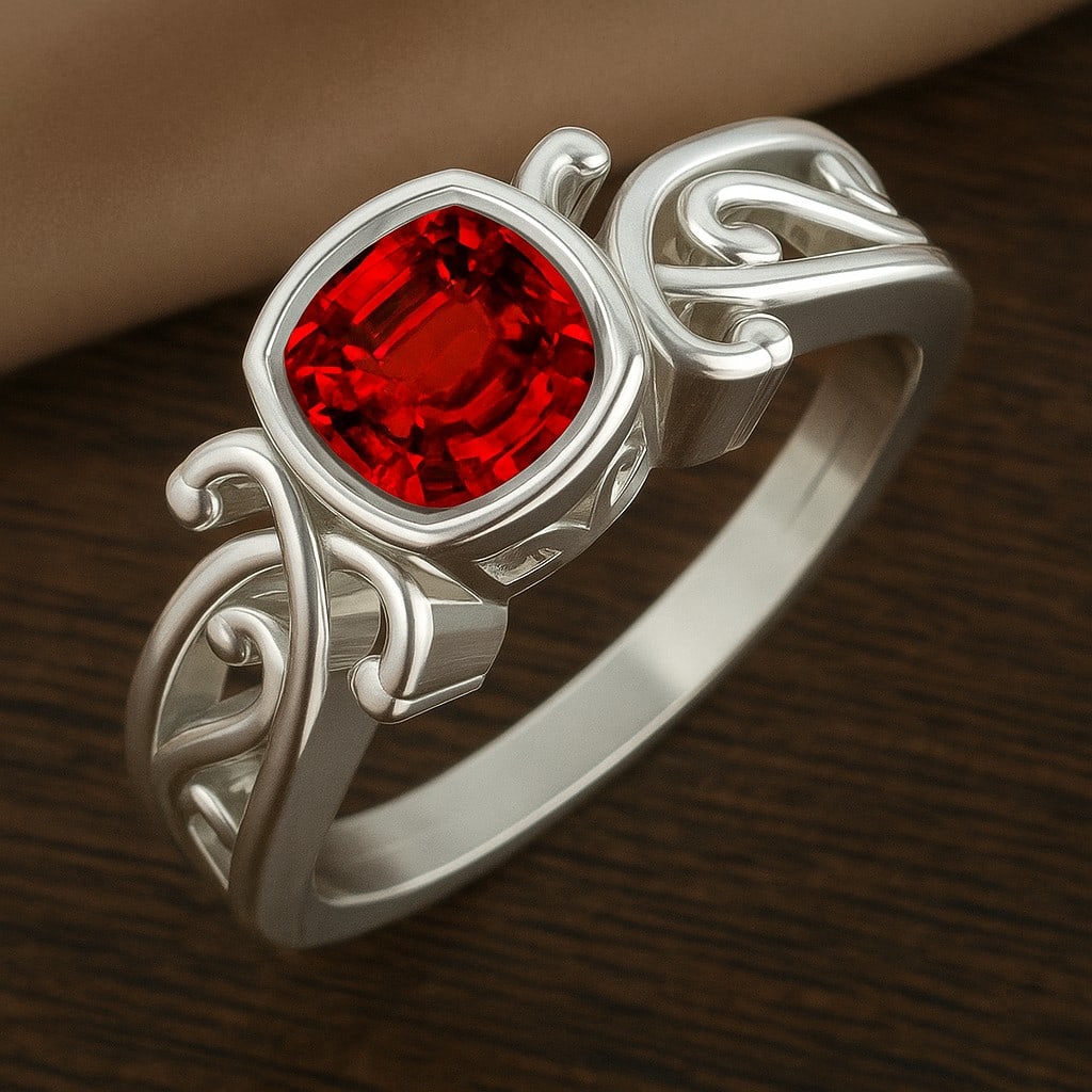 Natural Ruby Gemstone 92.5 Sterling Silver Ring: Natural Ruby Gemstone 92.5 Sterling Silver Ring Jewelry Type : Ring Gemstone : Natural Ruby Gemstone Shape : Cushion Square Gemstone Size : 6 MM Gemstone Quantity : 1 Piece Metal : Silver