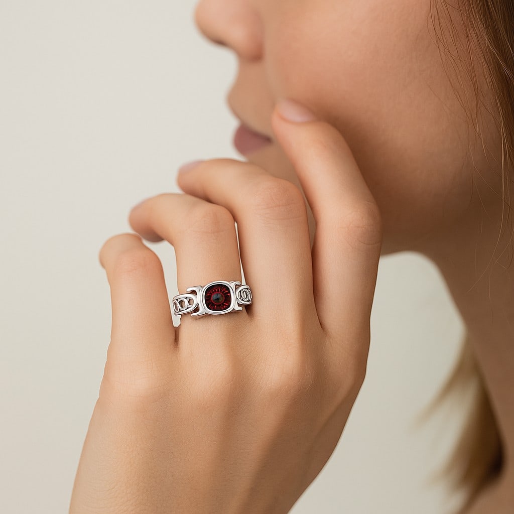 Natural Ruby Gemstone 92.5 Sterling Silver Ring - 3