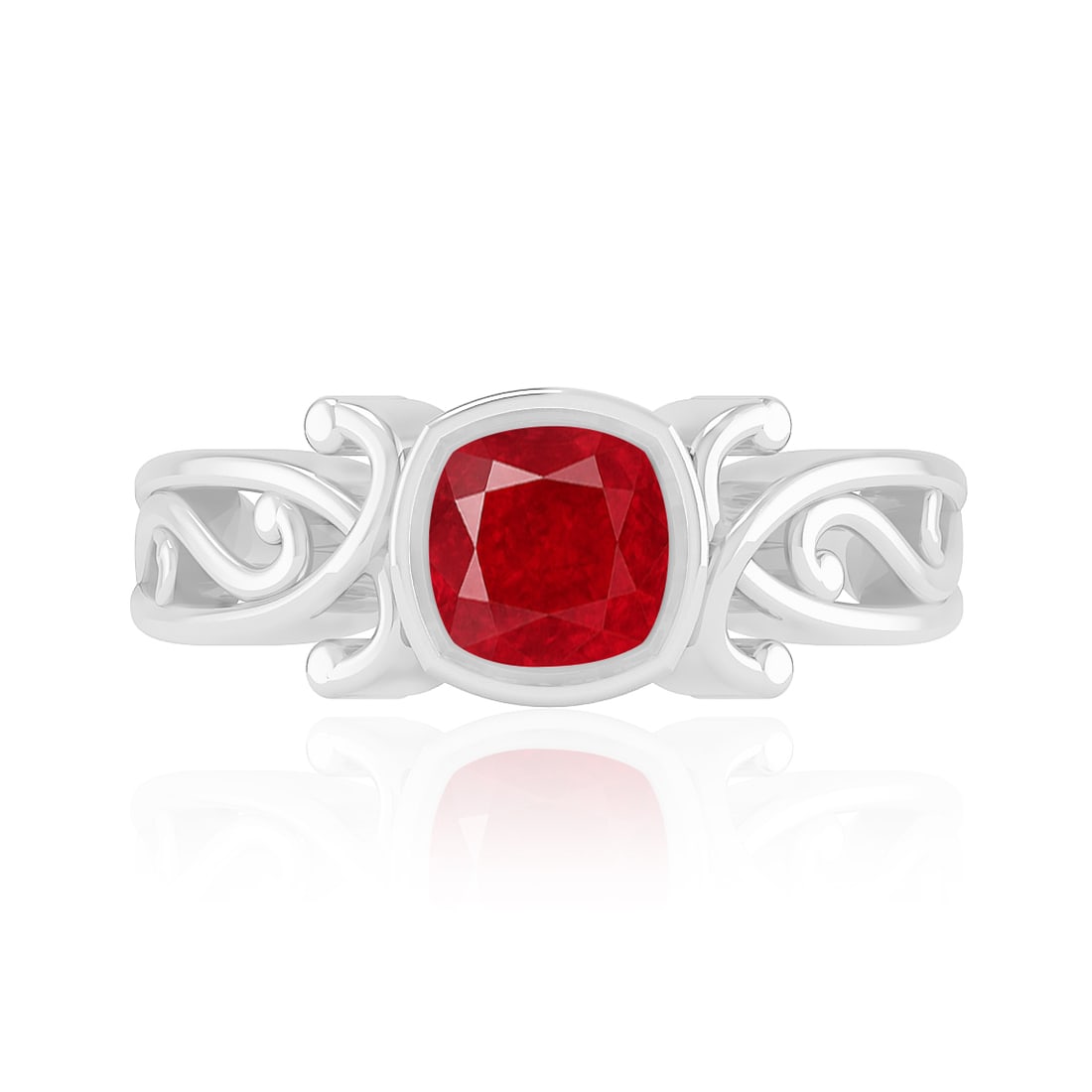 Natural Ruby Gemstone 92.5 Sterling Silver Ring - 4