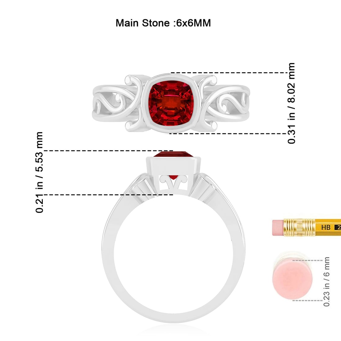 Natural Ruby Gemstone 92.5 Sterling Silver Ring - 7