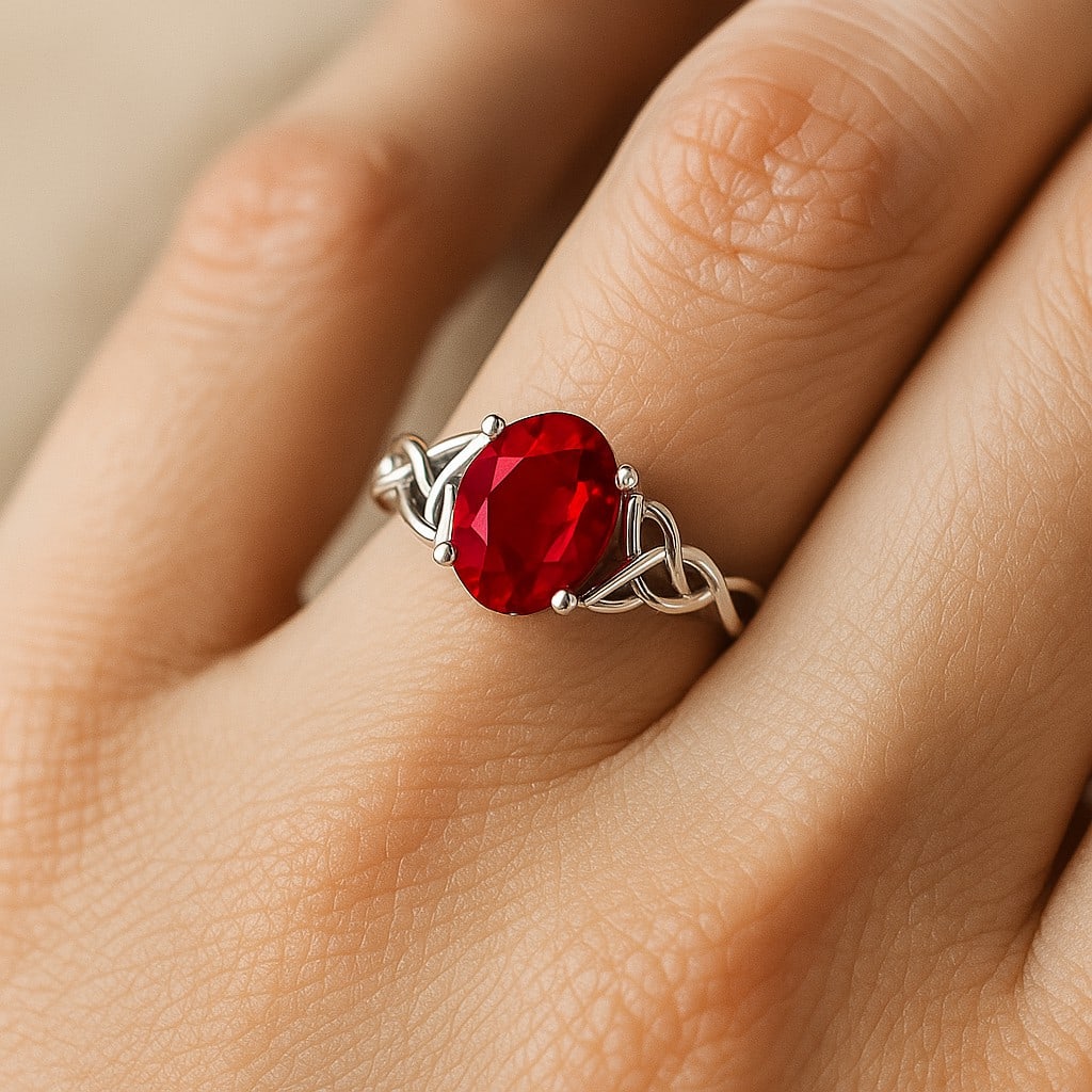 Natural Ruby Gemstone 92.5 Sterling Silver Ring - 3