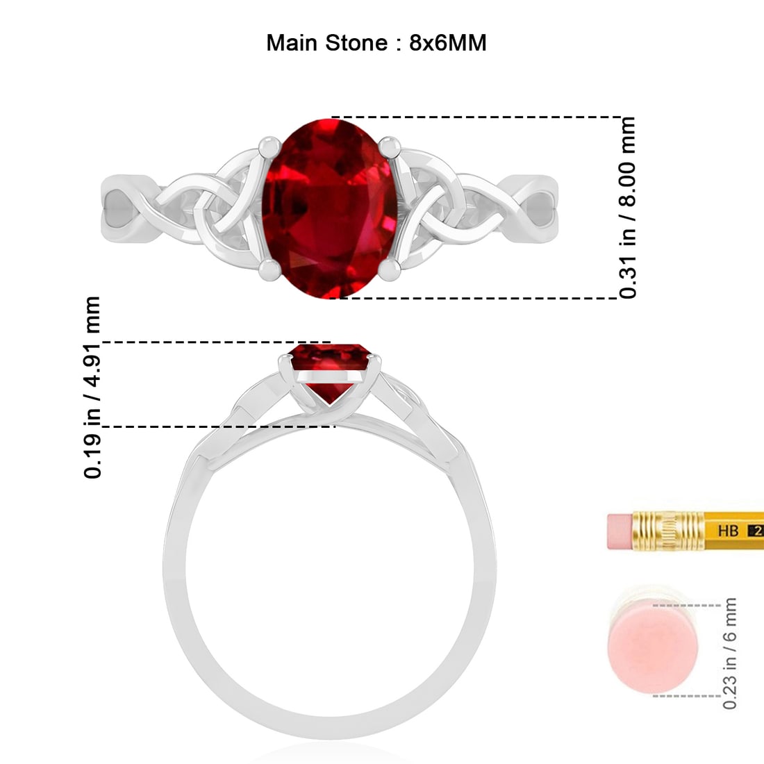 Natural Ruby Gemstone 92.5 Sterling Silver Ring - 7