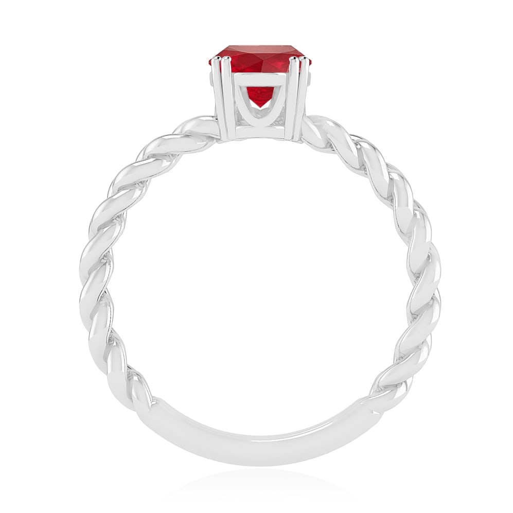 Natural Ruby Gemstone 92.5 Sterling Silver Ring - 6
