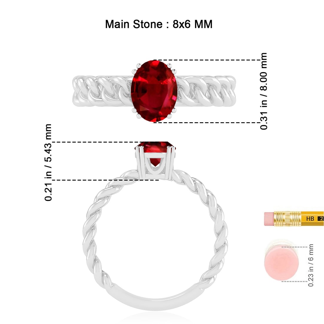 Natural Ruby Gemstone 92.5 Sterling Silver Ring - 7