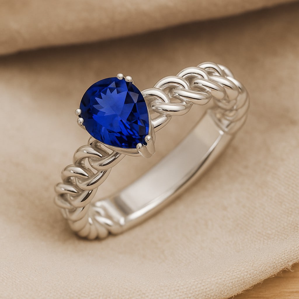Natural Tanzanite Gemstone 92.5 Sterling Silver Ring (1 of 7)