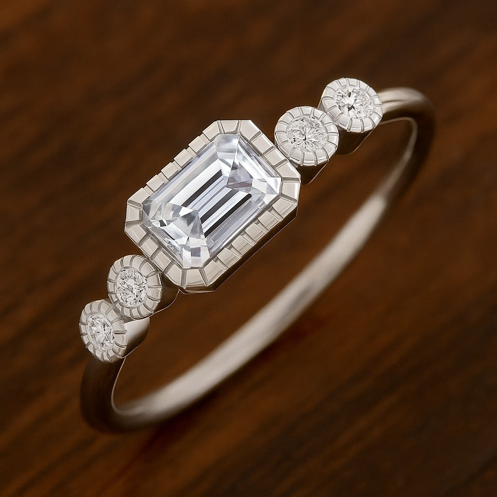 Lab Grown Diamond 92.5 Sterling Silver Ring: Lab Grown Diamond 92.5 Sterling Silver Ring Jewelry Type : Ring Gemstone : Lab Grown Diamond Gemstone Shape : Emerald Gemstone Size : 6x4 MM Gemstone Quantity : 1 Piece Diamond Type : Lab