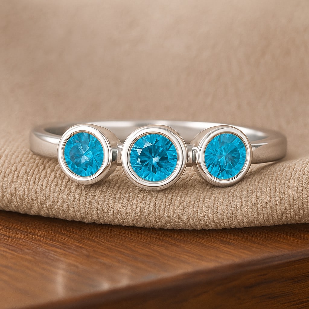 Natural Swiss Blue Topaz Gemstone 92.5 Sterling Silver Ring (1 of 7)