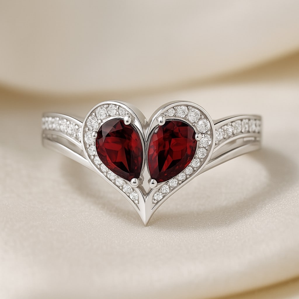 Natural Garnet Gemstone 92.5 Sterling Silver Ring (1 of 7)