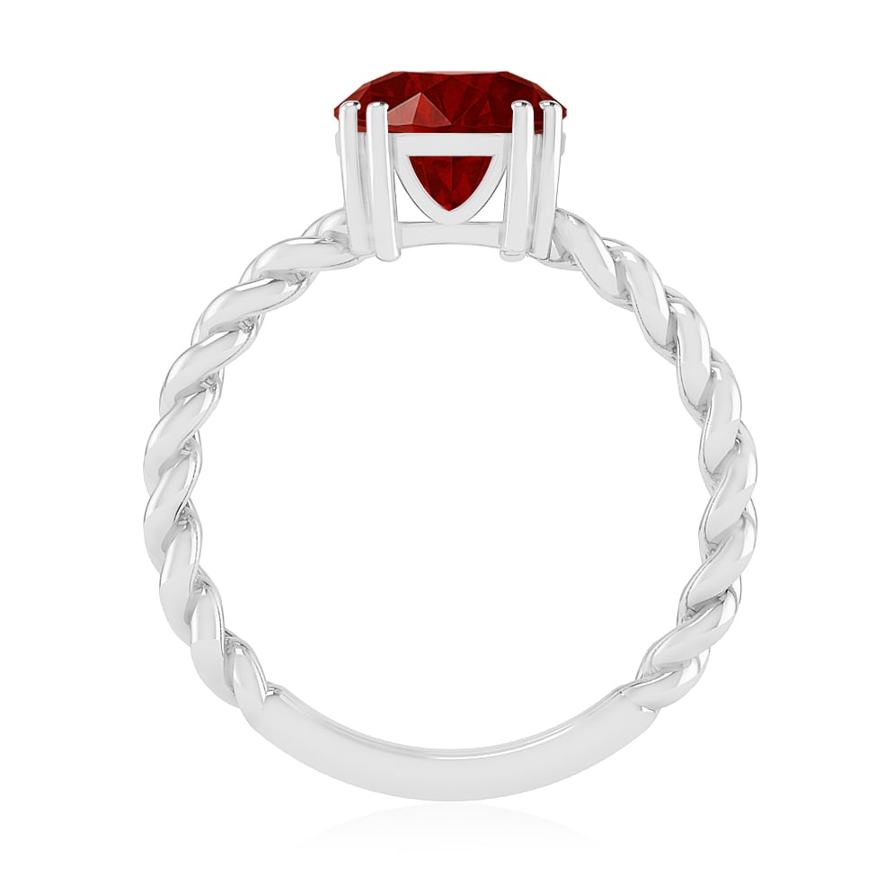 Natural Ruby Gemstone 92.5 Sterling Silver Ring - 6