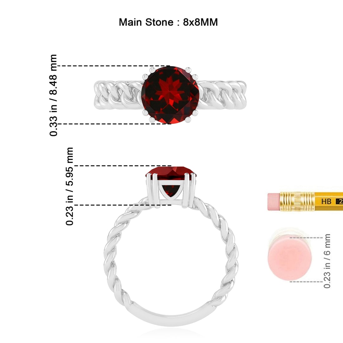 Natural Ruby Gemstone 92.5 Sterling Silver Ring - 7