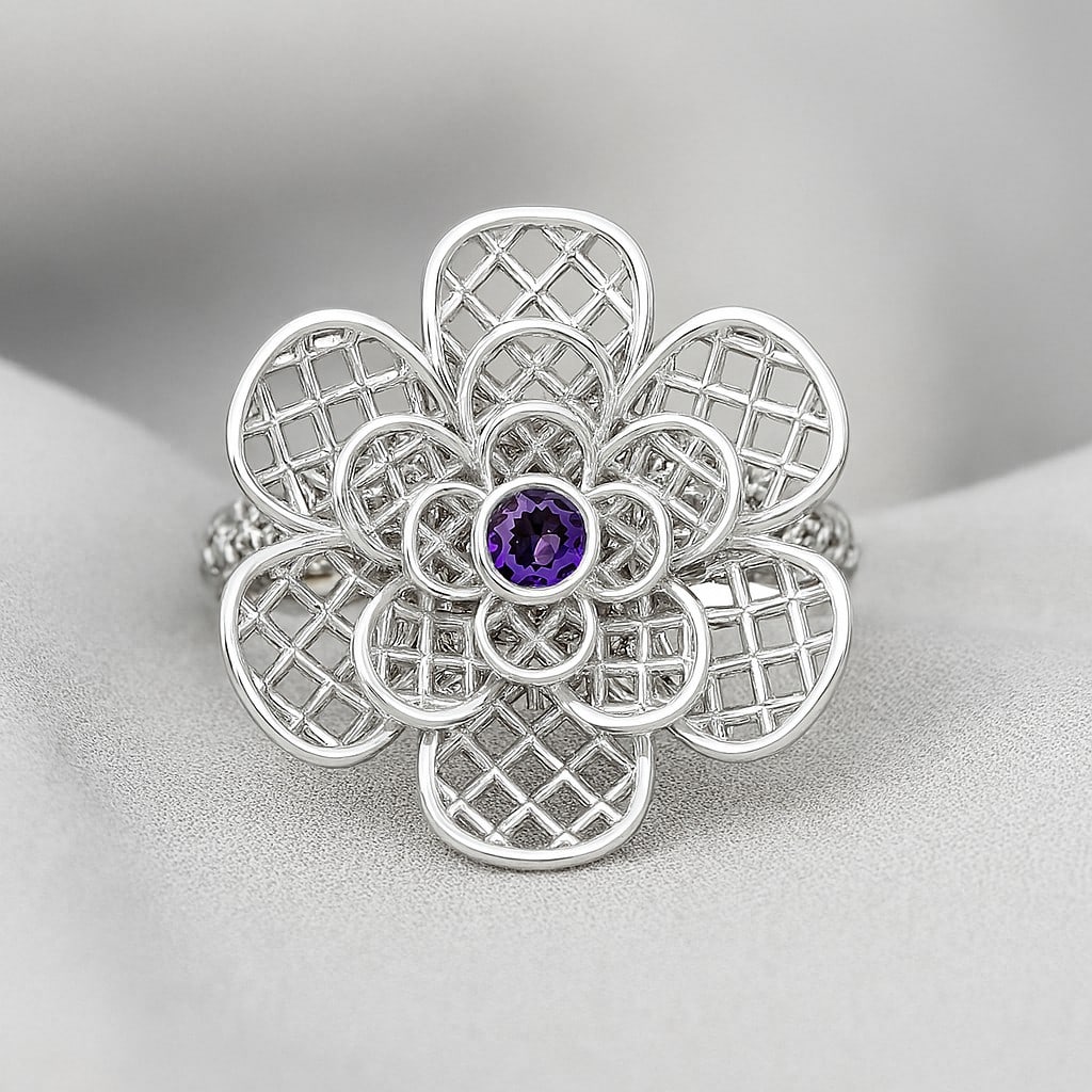 Natural Tanzanite Gemstone 92.5 Sterling Silver Ring (1 of 7)