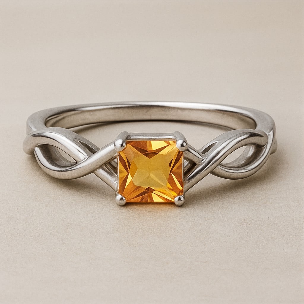 Natural Citrine Gemstone 92.5 Sterling Silver Ring (1 of 7)