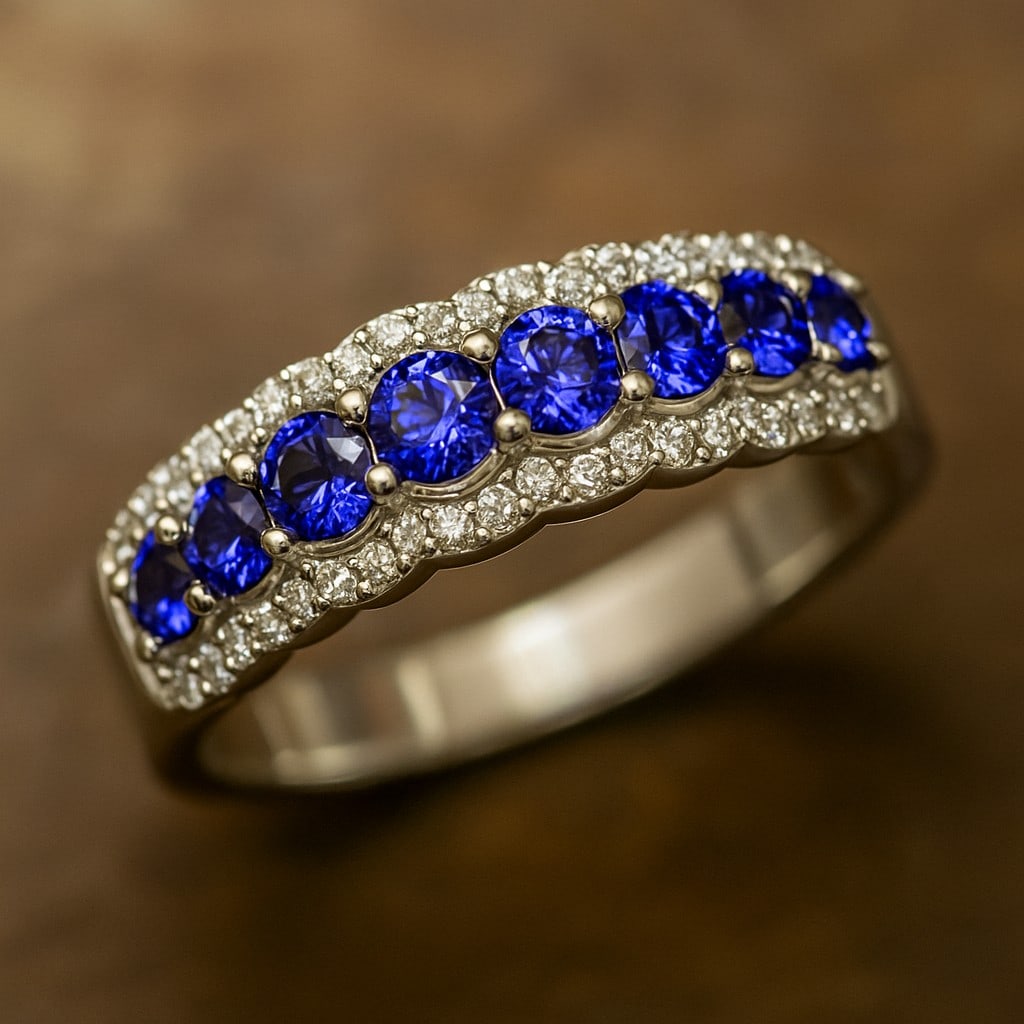 Natural Tanzanite Gemstone & Lab Grown Diamonds Silver Ring: Natural Tanzanite Gemstone & Lab Grown Diamonds Silver Ring Jewelry Type : Ring Gemstone : Natural Tanzanite Gemstone Shape : Round Gemstone Size : 3 MM, 2.8 MM, 2.5 MM, 2.2 MM, 2 MM Gemstone Quantity