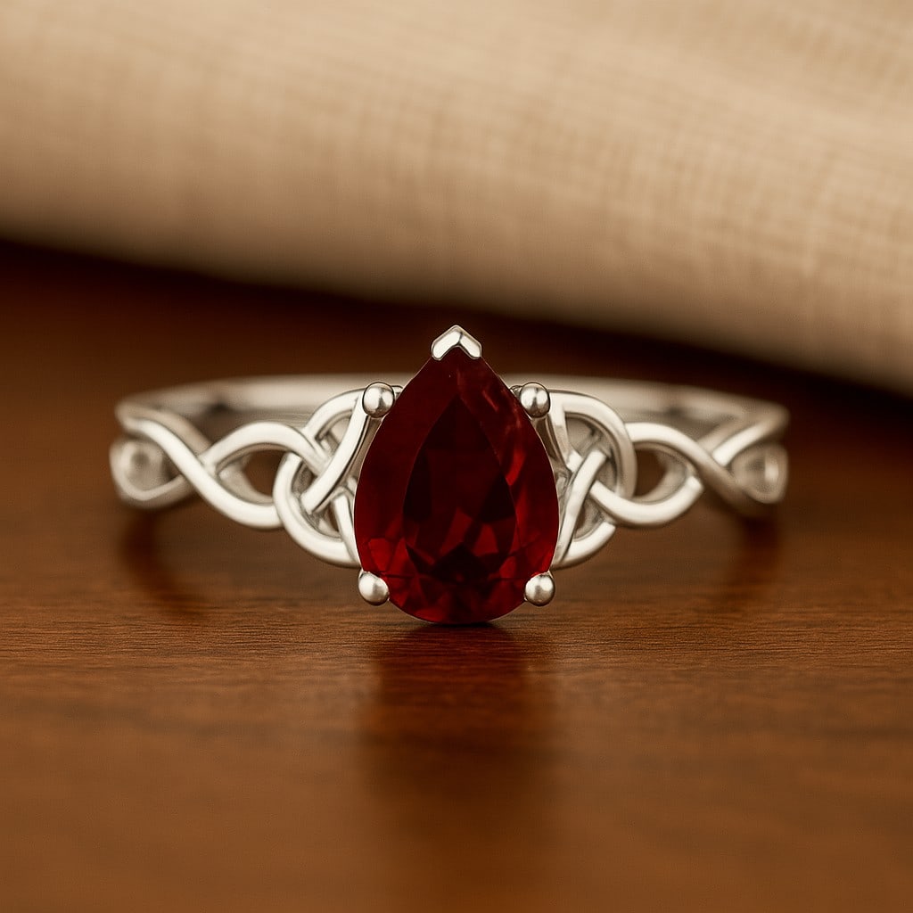 Natural Garnet Gemstone 92.5 Sterling Silver Ring (1 of 7)