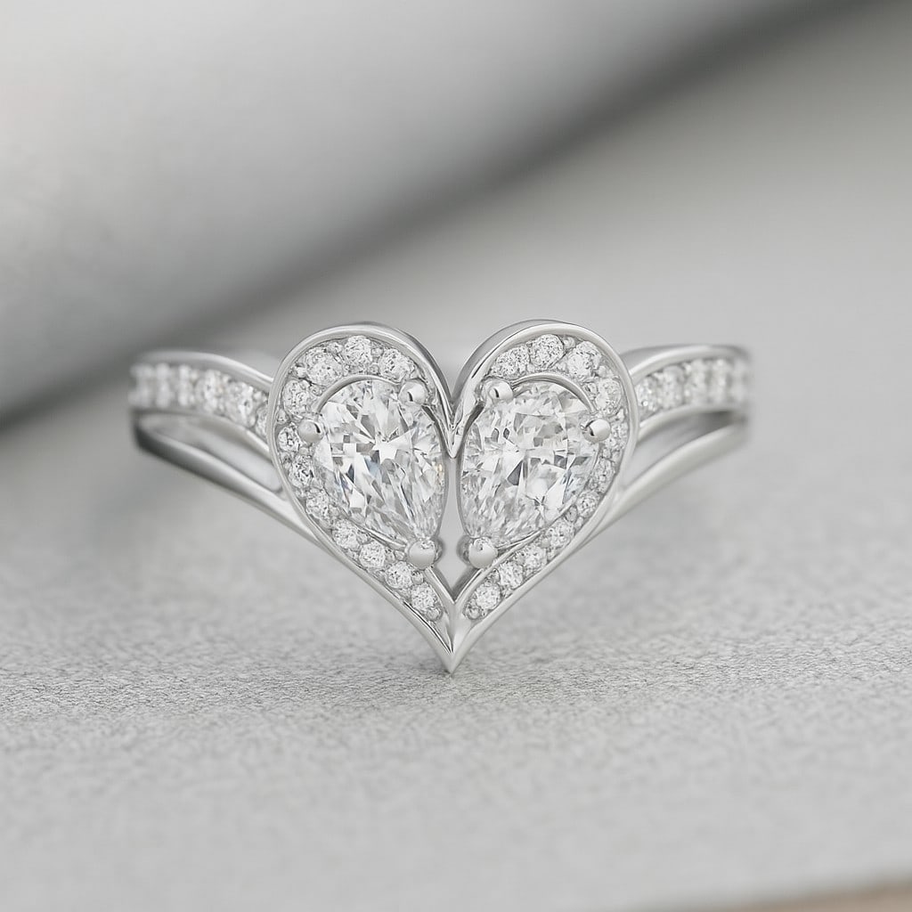 Lab Grown Diamond 92.5 Sterling Silver Ring: Lab Grown Diamond 92.5 Sterling Silver Ring Jewelry Type : Ring Gemstone : Lab Grown Diamond Gemstone Shape : Pear Gemstone Size : 6x4 MM Gemstone Quantity : 2 Pieces Diamond Type : Lab G