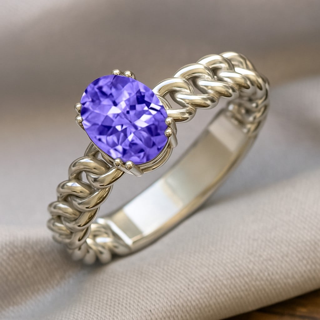 Natural Tanzanite Gemstone 92.5 Sterling Silver Ring (1 of 7)