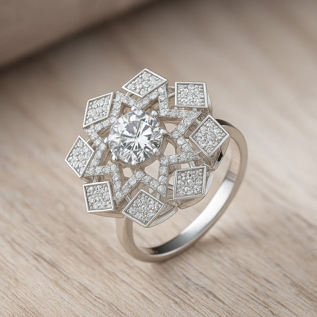 Lab Grown Diamond 92.5 Sterling Silver Ring: Lab Grown Diamond 92.5 Sterling Silver Ring Jewelry Type : Ring Gemstone : Lab Grown Diamond Gemstone Shape : Round Gemstone Size : 7 MM Gemstone Quantity : 1 Piece Diamond Type : Lab Gro