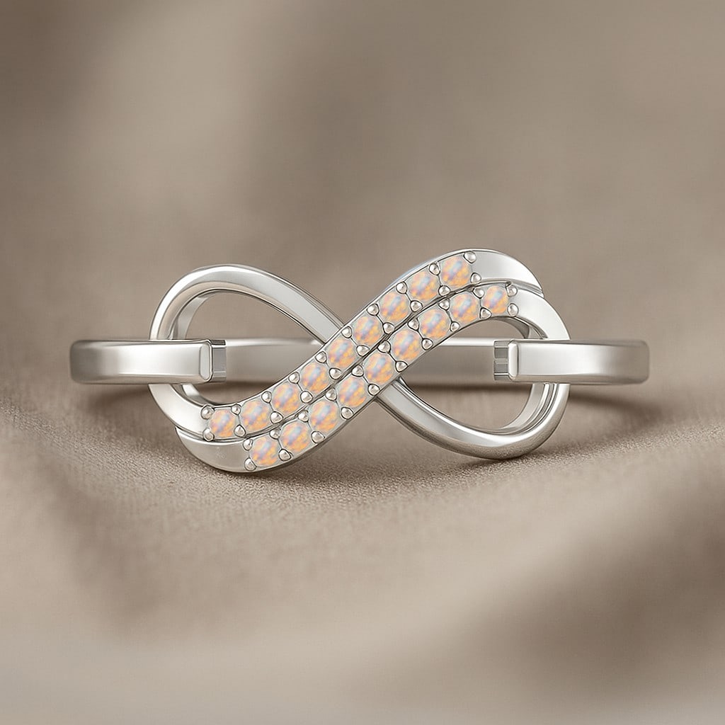 Natural Opal Gemstone & Lab Grown Diamonds Silver Ring: Natural Opal Gemstone & Lab Grown Diamonds Silver Ring Jewelry Type : Ring Gemstone : Natural Opal Gemstone Shape : Round Gemstone Size : 1.2 MM Gemstone Quantity : 18 Pieces Metal : Silv