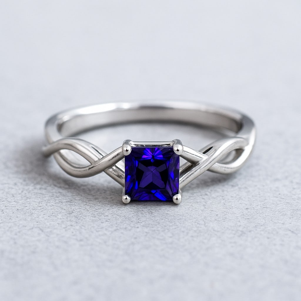 Natural Tanzanite Gemstone 92.5 Sterling Silver Ring: Natural Tanzanite Gemstone 92.5 Sterling Silver Ring Jewelry Type : Ring Gemstone : Natural Tanzanite Gemstone Shape : Emerald Square Gemstone Size : 5 MM Gemstone Quantity : 1 Piece Metal :