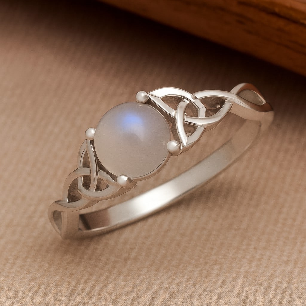 Natural Moonstone Gemstone 92.5 Sterling Silver Ring (1 of 7)
