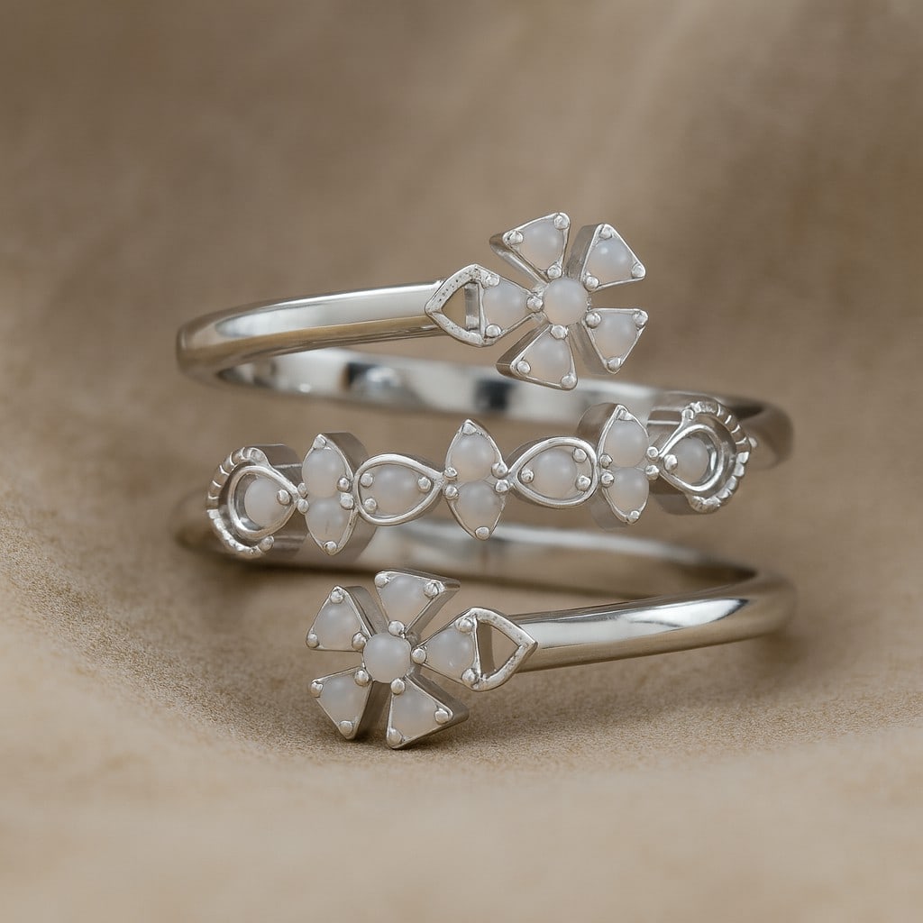 Natural Moonstone Gemstone 92.5 Sterling Silver Ring (1 of 7)